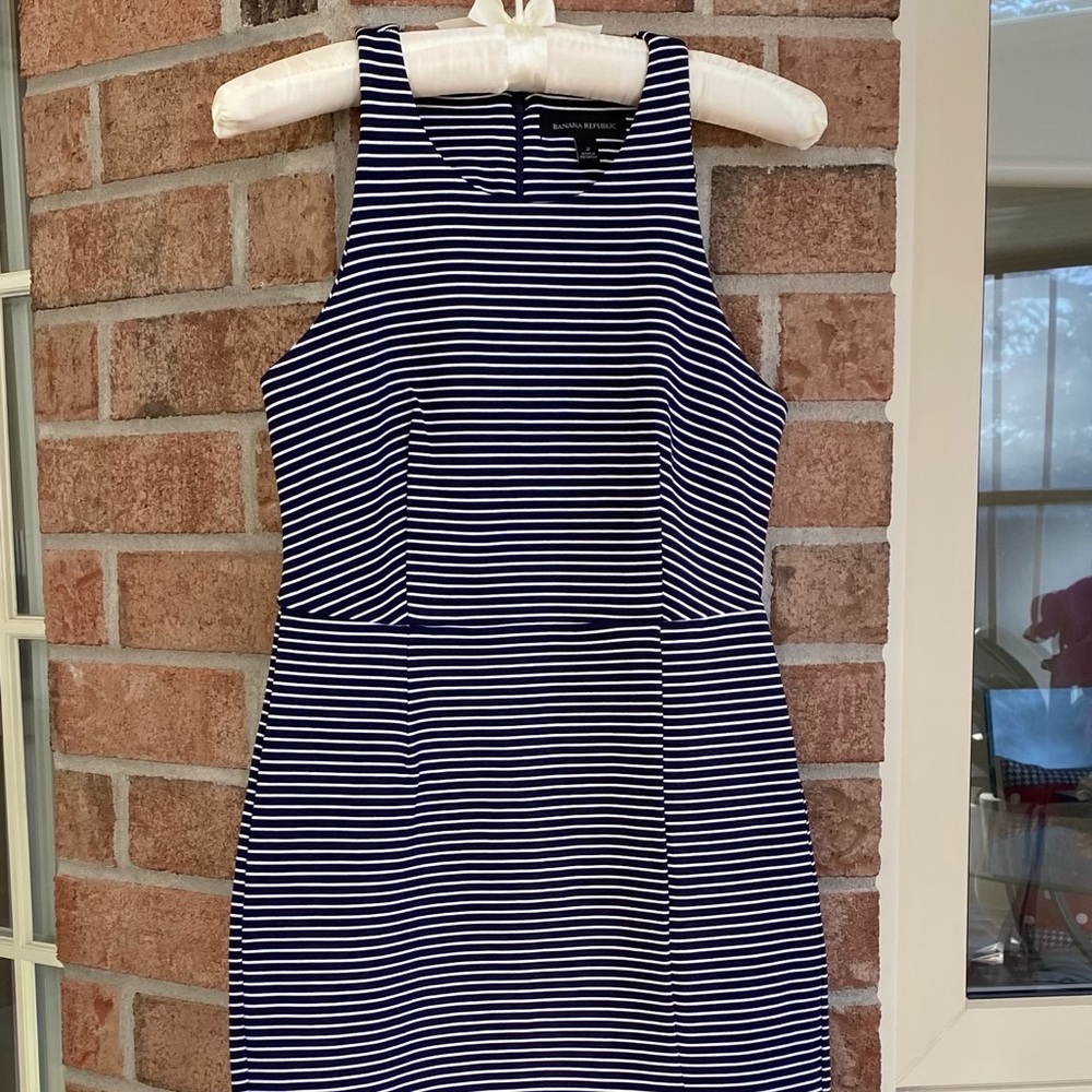 Banana Republic dress with navy and white stripes